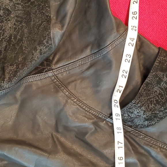 Winlit Black leather dolman batwing sleeve jacket moto Large - Picture 4 of 10